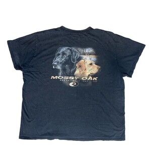 Front&Back! MOSSY OAK T-SHIRT hunting dog outdoor Dark Grey adult MENS XXLARGE